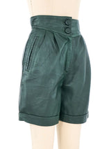 Hunter Green Leather Shorts Bottom arcadeshops.com