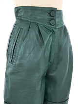 Hunter Green Leather Shorts Bottom arcadeshops.com