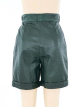 Hunter Green Leather Shorts Bottom arcadeshops.com