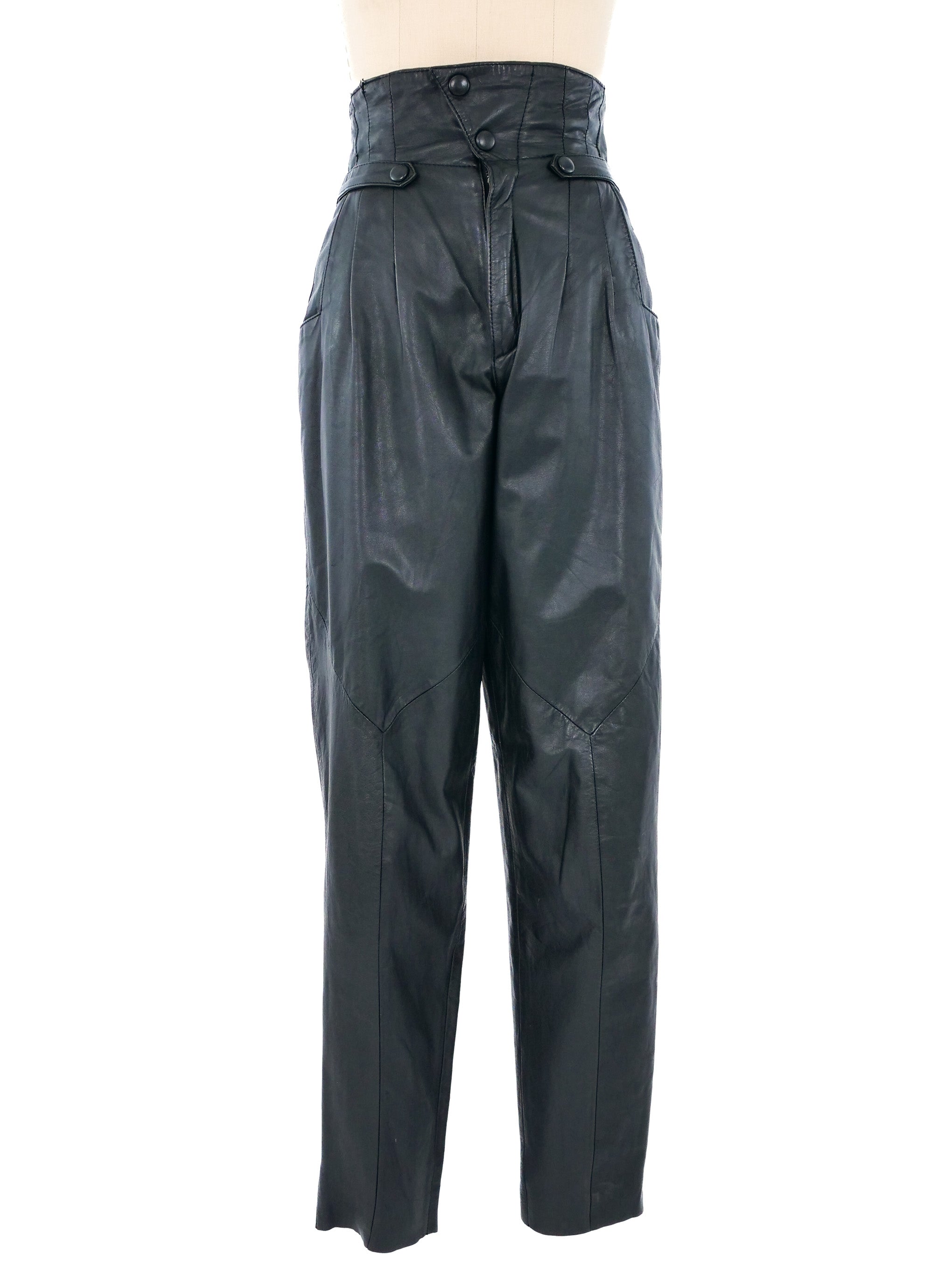1980s Leather Paperbag Pants
