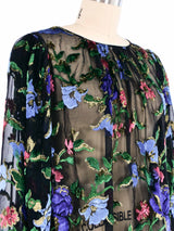 Oscar de la Renta Floral Burnout Chiffon Peasant Top Top arcadeshops.com