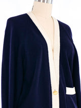 1980s Chanel Navy Varsity Cardigan Jacket arcadeshops.com