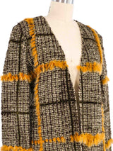 Ungaro Olive Fur Trim Tweed Jacket Jacket arcadeshops.com