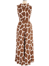 1970s Giraffe Print Linen Jumpsuit Jumpsuit arcadeshops.com