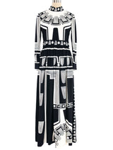 1960s Harzfeld's Rhinestone Studded Op Art Maxi Dress Dress arcadeshops.com