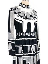 1960s Harzfeld's Rhinestone Studded Op Art Maxi Dress Dress arcadeshops.com