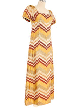 1960s Zig Zag Metallic Brocade Gown Dress arcadeshops.com