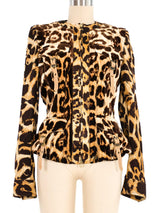 Gianfranco Ferre Velour Leopard Printed Jacket Jacket arcadeshops.com