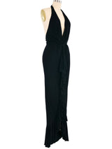 1970s Bill Blass Ruffle Halter Gown Dress arcadeshops.com