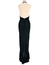 1970s Bill Blass Ruffle Halter Gown Dress arcadeshops.com
