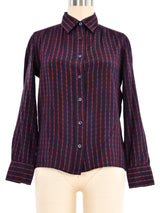 Celine Silk Belt Print Blouse Top arcadeshops.com