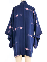 Navy Block Printed Haori Kimono Jacket arcadeshops.com