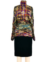 1980s Nina Ricci Plaid Lurex Chiffon Dress Dress arcadeshops.com