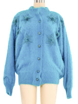 Teal Angora Embellished Cardigan Jacket arcadeshops.com