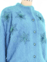 Teal Angora Embellished Cardigan Jacket arcadeshops.com