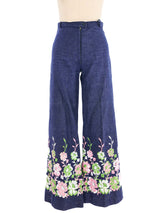 1970s Embroidered Floral Flares Bottom arcadeshops.com