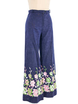 1970s Embroidered Floral Flares Bottom arcadeshops.com