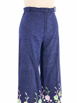 1970s Embroidered Floral Flares Bottom arcadeshops.com