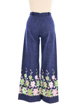 1970s Embroidered Floral Flares Bottom arcadeshops.com