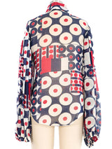 1970s Mod Print Balloon Sleeve Blouse Top arcadeshops.com