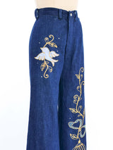 1970s Birdcage Applique Flares Bottom arcadeshops.com