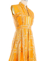 Malcolm Starr Orange Metallic Evening Gown Dress arcadeshops.com