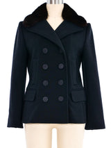 Lanvin Mink Collar Cropped Peacoat Outerwear arcadeshops.com