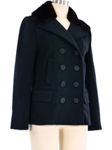 Lanvin Mink Collar Cropped Peacoat Outerwear arcadeshops.com