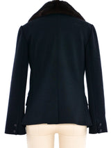 Lanvin Mink Collar Cropped Peacoat Outerwear arcadeshops.com
