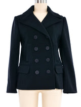 Lanvin Mink Collar Cropped Peacoat Outerwear arcadeshops.com