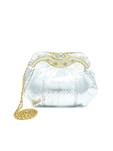 Silver Metallic Lizard Skin Evening Bag Accessory arcadeshops.com
