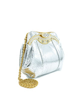 Silver Metallic Lizard Skin Evening Bag Accessory arcadeshops.com