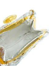 Silver Metallic Lizard Skin Evening Bag Accessory arcadeshops.com