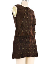 1970s Pieced Suede Skirt Ensemble Suit arcadeshops.com