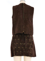 1970s Pieced Suede Skirt Ensemble Suit arcadeshops.com