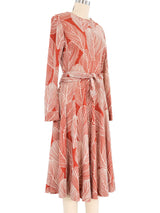 Victor Costa Rust Leaf Print Dress Dress arcadeshops.com