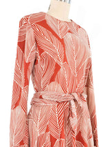 Victor Costa Rust Leaf Print Dress Dress arcadeshops.com