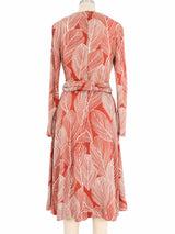 Victor Costa Rust Leaf Print Dress Dress arcadeshops.com