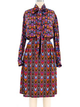 Yves Saint Laurent Printed Blouse And Skirt Ensemble Suit arcadeshops.com