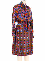 Yves Saint Laurent Printed Blouse And Skirt Ensemble Suit arcadeshops.com