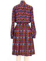 Yves Saint Laurent Printed Blouse And Skirt Ensemble Suit arcadeshops.com