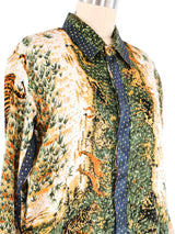 Safari Print Metallic Blouse Top arcadeshops.com