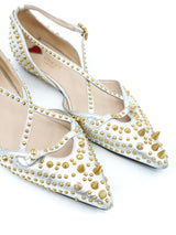 Gucci Unia Studded Metallic D'Orsay Flats, 38 Accessory arcadeshops.com