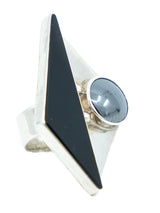 Modernist Geometric Onyx And Hematite Ring Jewelry arcadeshops.com