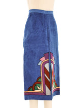 Applique Denim Midi Skirt Bottom arcadeshops.com