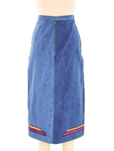 Applique Denim Midi Skirt Bottom arcadeshops.com