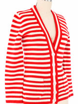 Yves Saint Laurent Red Striped Cardigan Jacket arcadeshops.com