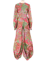 1970s Printed Silk Balloon Jumpsuit Jumpsuit arcadeshops.com