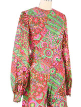 1970s Printed Silk Balloon Jumpsuit Jumpsuit arcadeshops.com