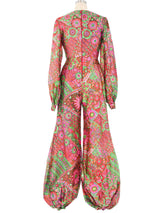1970s Printed Silk Balloon Jumpsuit Jumpsuit arcadeshops.com